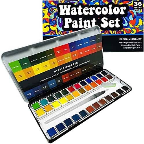 Professional Watercolor Paint Set, 36 Water Colors, Painting Kit with Palette and Brush Pen, Portable Watercolor Paints for Travel and Art Projects