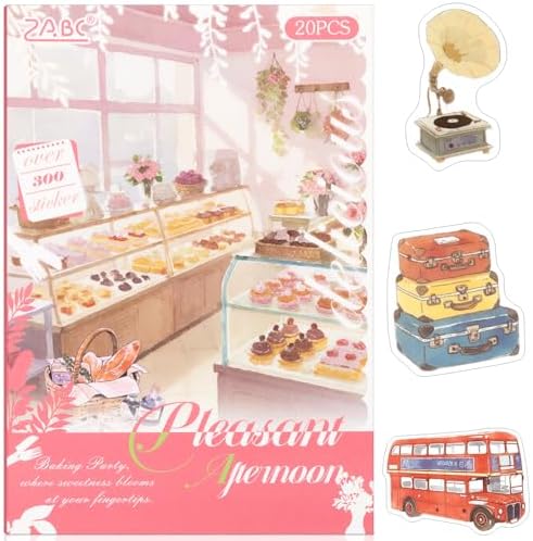 Afternoon Tea Series Sticker Scrapbooking Supplies for Junk Journal, 20 Sheets PET Stickers