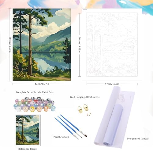 Natuyalo Paint by Numbers Kit for Adults - Forest Landscape Paint by Number on Canvas Without Frame, DIY Acrylic Painting for Ideal Gift Home Wall Decor (16x20 Inch)