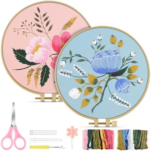 TINDTOP Embroidery Kit for Adult, Flower Embroidery Kit for Beginners