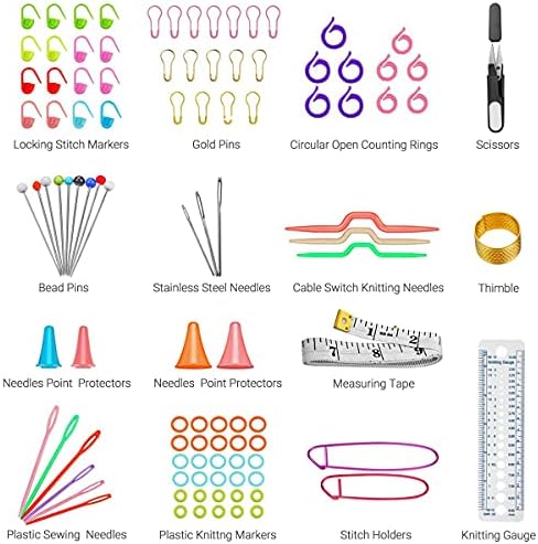 URWOOW 100 Pcs Crochet Hook Set with Yarn Knitting Needles