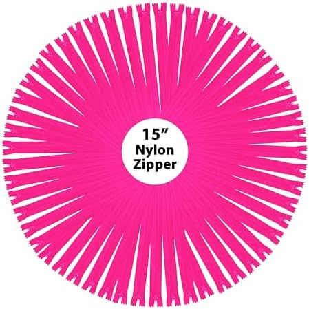 Mandala Crafts 80 PCs Hot Pink Closed-End 15 Inches Nylon Zipper for Sewing
