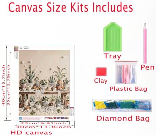 Green Potted Plants Pearl Painting Kits for Adults,diamond painting 12x16In