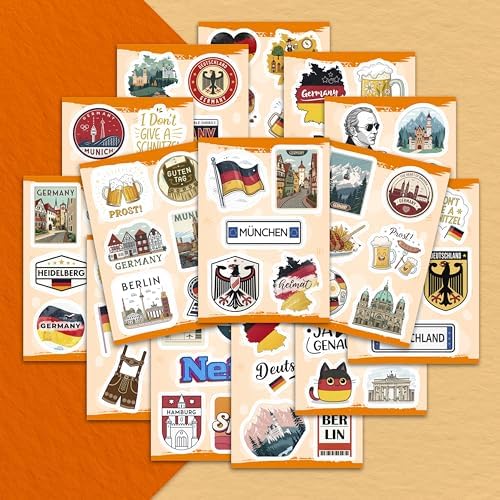 100Pcs Germany Stickers Small for Luggage, Water Bottle - Germany Party Supplies- German Stickers - Gift for Women & Men