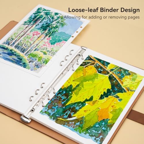 Lightwish Watercolor Sketchbook, 100% Cotton Cold Press Refillable Paper