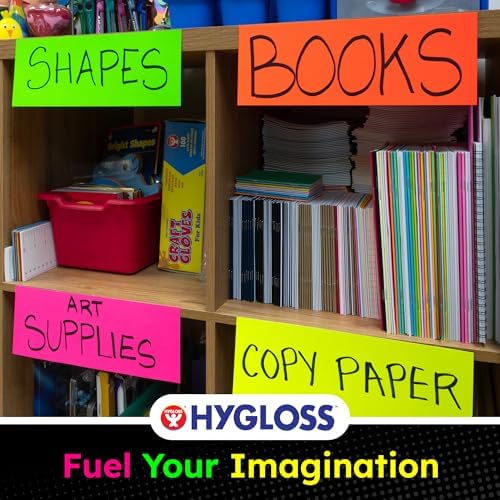 Hygloss Small Poster Board 4x11 - 50 Assorted Neon Color Bulk Pack - 10 Pt. Thickness Colored Poster Board Paper for Projects, Flash Cards, Signs - Posterboard Multipack 4" x 11"