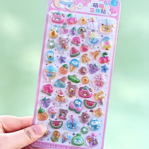 3D Puffy Stickers, Kawaii Resin Decorative Stickers for Phone Case, Notebook, Scrapbooking (Style 16)
