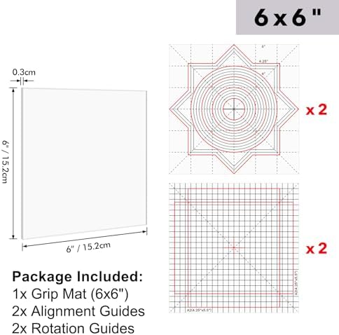 BAOFALI 5Pcs/Set 6x6inch Multi-Use Non-Slip Sticky Mats Fit in Stamp Positioning Tool Set,Photopolymer Grip Mat with Printed Guides in Placeholding Stencil in Place Crafts Scrapbooking Fixed Mat.
