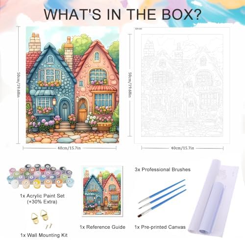 Natuyalo Paint by Numbers Kit for Adults Beginner, Lovely House Adult Paint by Number Kits on Canvas, DIY Acrylic Easy Painting by Numbers for Home Wall Decor 16x20 inch (Without Frame)
