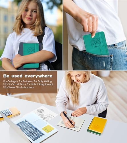 Biuwory A6 Leather Pocket Notebook, 140 Lined Pages Hardcover Small Journal | 3.7"×5.7" Vintage Leather Journal for Women Men Writing, College Ruled Mini Notepad for Notetaking, Travel, Work, School