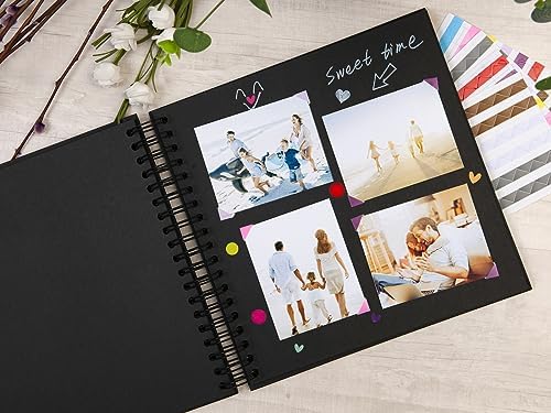 potricher 10 x 10 Inch DIY Scrapbook Photo Album 80 Pages, Black | Thick Kraft Paper Scrap Book Photo Albums, Memory Book for Wedding, Anniversary, Baby, Family, Travel, DIY Projects