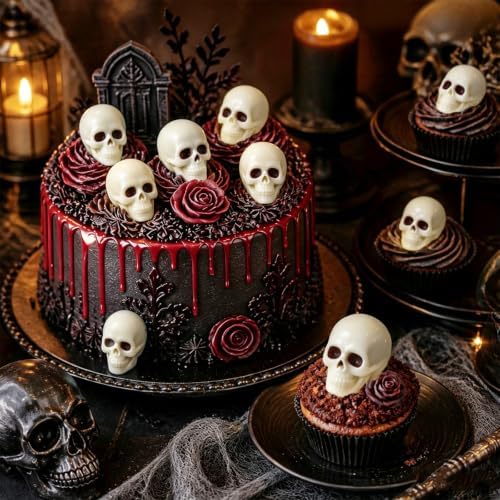Skull Ice Cube Mold 12 Cavity, 3D Skull Chocolate Mold