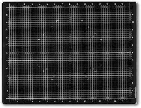 GLASSBOARD STUDIO Rich Black Glass Craft Mat (13.5x18in) - Magnetic, Heat & Scratch Resistant, Stain-Proof for Crafting, Cutting, Painting, Mixed Media Artwork - Grid & Angle Lines, Non-Slip Feet