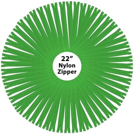 Mandala Crafts 60 PCs Green Closed-End 22 Inches Nylon Zippers for Sewing