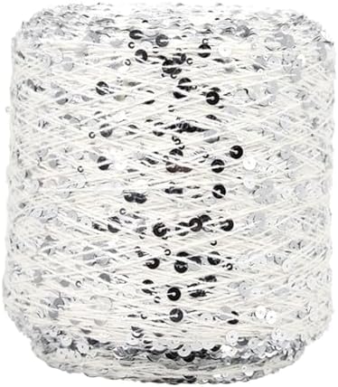 ECYC Ltd 153 Yards Cotton Sequin Yarn, Sparkle Sequin Thread for Knitting & Crocheting, DIY Craft Projects