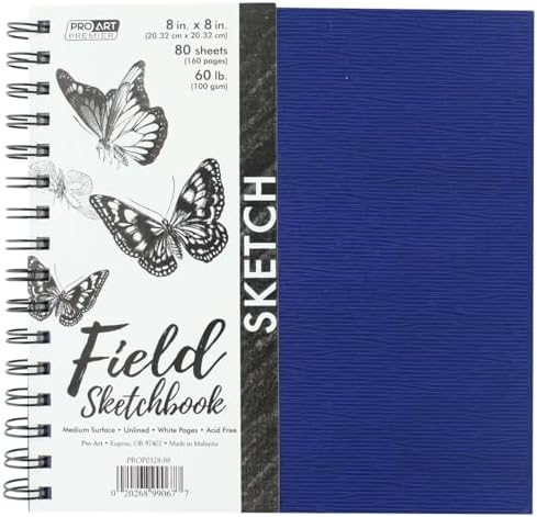 Pro Art Premium Sketch Book 8"x8" 80 Sheets, 60#, Wire, Sketch Book, Sketchbook, Drawing Pad, Pad, Drawing Paper, Art Book, Paper, Sketchbook for
