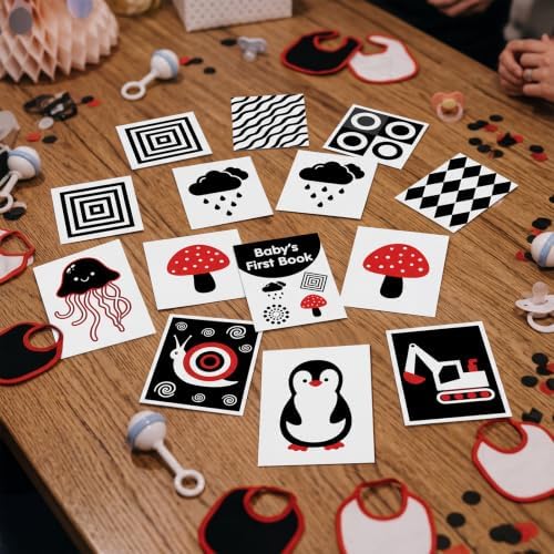 Sinload 56 Pcs Baby Shower DIY High Contrast Card Games, Cute