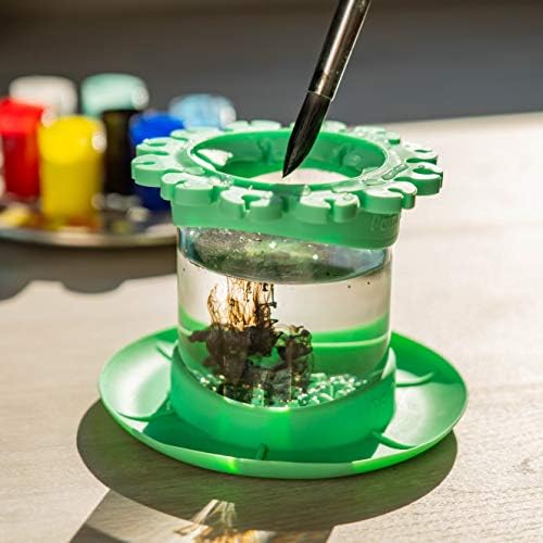 Paint Puck Ultimate Rinse Cup Paint Brush Cleaner, Mug (4 in), Green | Non-Spill Paint Water Cup & Brush Cleaner, Brush Holder, Squeegee Lips & Drip Tray, Acrylic, Watercolor, Art Supplies