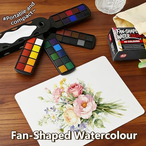 kander 30 Color Watercolor Paint Set with Detail Paint Brushes