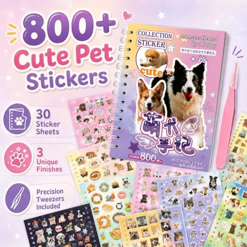 Japanese Cute Sticker Book,Pet Meme Stickers for DIY Kawaii Scrapbooking Journaling Handbook
