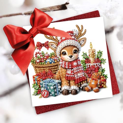 6Pcs Christmas Greeting Card DIY Diamond Art Painting Blessing Folding Card Kit for Adults Beginners with White Envelopes and Tools for Holiday Xmas Arts Crafts Gift-Christmas03