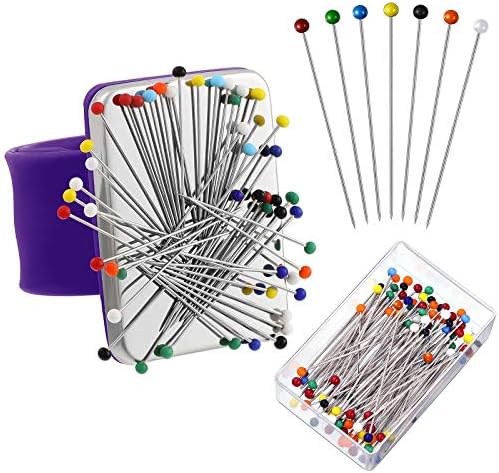 WILLBOND Magnetic Wrist Sewing Pincushion with 100 Pcs 1.5" Pins, Purple