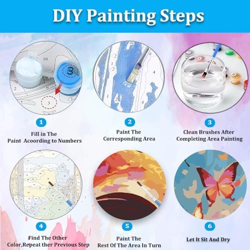 Artunion Book Theme Paint by Numbers Kit for Adults,Butterfly Paint by Number Kits, DIY Oil Painting Paint by Number Kits on Canvas Arts Craft for Home Wall Decor 16x20 Inch