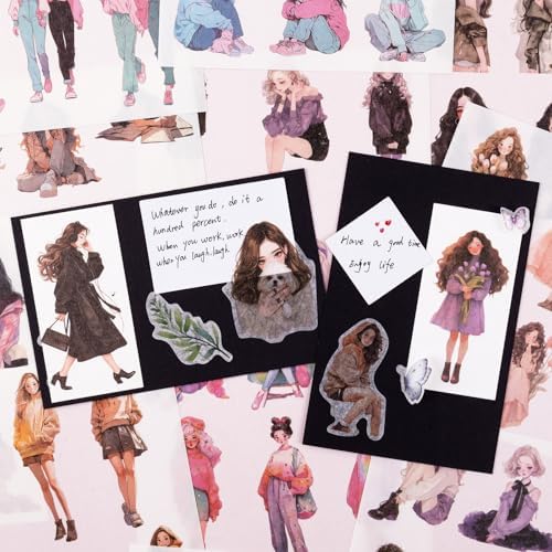 RISYPISY 300pcs Washi People Stickers for Journaling | 50 Sheets of Scrapbook Stickers for Adults – Junk Journal & Planner Supplies