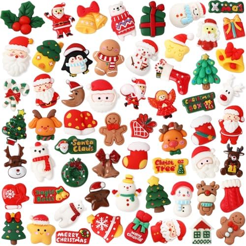 60Pcs Christmas Resin Charms, Holiday Flatback charms for DIY Craft