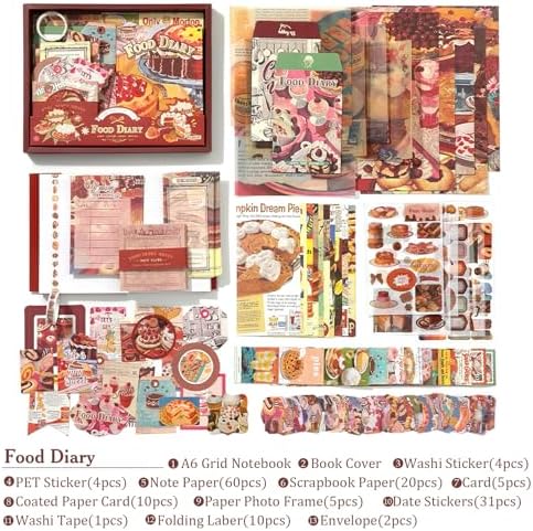 Scrapbooking Supplies Kit, Vintage Junk Journal Supplies,Cute Scrapbook Kit
