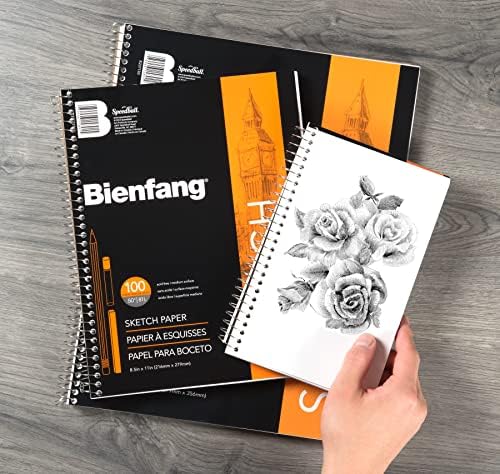 Bienfang Sketch Pad 8.5x11 Inch, 100 Sheets of 60lb 90gsm Art Paper, Spiral Bound Sketch Book Drawing Notebook