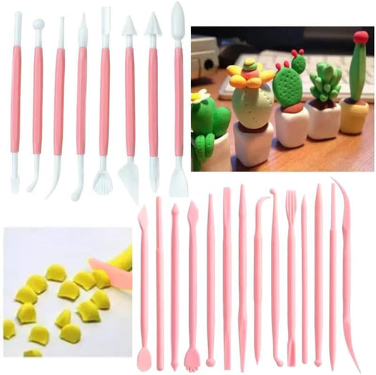 22 PCS Clay Sculpting Tools Set, Pink Air Dry Clay Tools & Polymer Clay Tools Kit, Double-Ended Plastic Modeling Tools for Pottery, Polymer Clay, Air Dry Clay & DIY Crafting for Adult