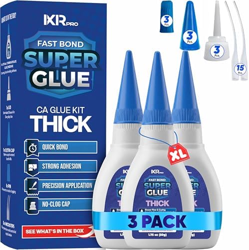 Thick CA Glue, Super Glue, Cyanoacrylate Adhesive, 3 Pcs 1.75oz Repair kit