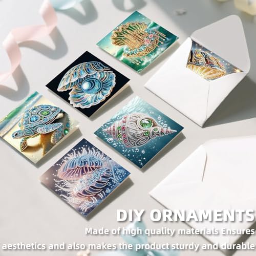 12pcs Diamond Art Painting Cards Beach Crab Seashell Turtle Kit