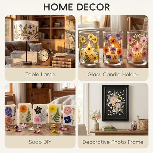 LUXEEASE 4-Color 100P Vibrant Dried Pressed Flowers