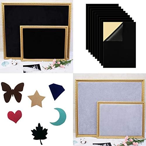 Mesheshe 10PCS Self Adhesive Felt, DIY Self Adhesive Fabric for Art & Crafts, Peel and Stick Felt for Drawer and Jewelry Box Felt Liner, A4 Size (8.3" x 11.8", Black)