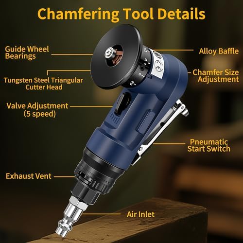 Pneumatic Chamfer Tool, 30000 RPM Air Chamfer Tool with 8C & 6R Blades