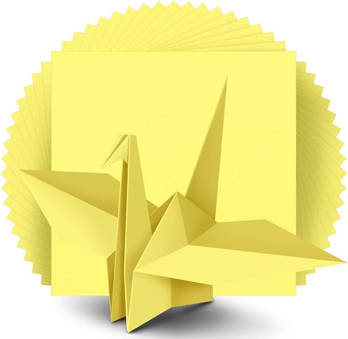 IOOLEEM Origami Paper, 200 Sheets, Light Yellow Origami Paper, 6 Inch Square, Double Sided Colored Paper for Crafts DIY Party & Decoration