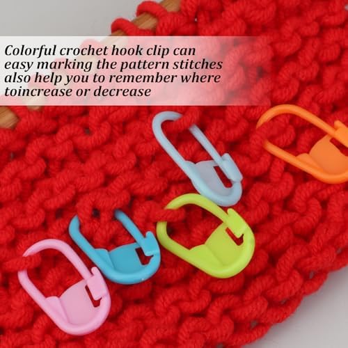 Dexspoeny 10 Pcs Knitting Needle Stoppers,Colorful Silicone Knitting Stitches Holder with 20Pcs Plastic Crochet Hook Clip,2mm Hollow Rubber Tubing Knitting Barber Cord,Convenient for Knitting