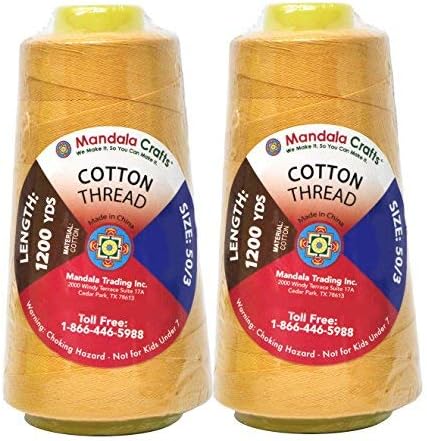 Mandala Crafts Gold Mercerized Cotton Thread Cones for Sewing Quilting