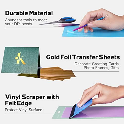 GO2CRAFT Accessories Bundle, 70Pcs Ultimate Vinyl Accessories and Supplies | Adhesive Vinyl Sheets, Folded Card Stock, Card Mat, Weeding Tools, Crafting Starter Kit