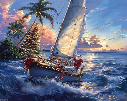 XTXGERL Paint by Numbers Christmas Santa Claus for Adults, Acrylic Oil Painting by Numbers Kits for Beginner with Paintbrushes Brushes Art Crafts Canvas for Home Decor 16x20inch