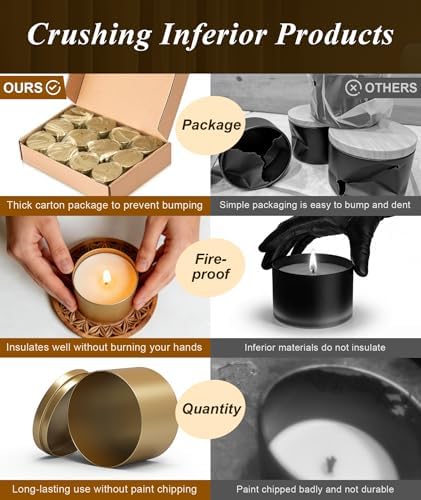 PCREGPAE 4OZ Gold Candle Tins Cans with Lids and Wicks for Making Candles