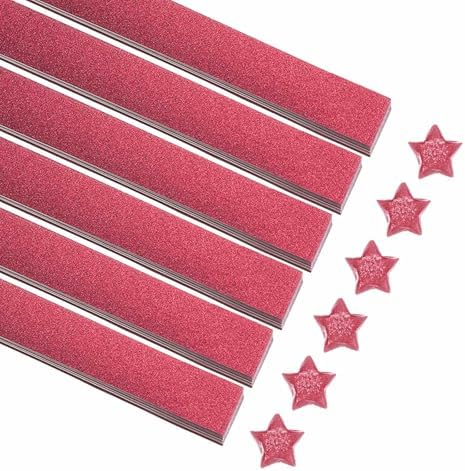 MECCANIXITY 200 Sheets Origami Paper Glitter Stars Papers Red Fold Paper for Beginner Arts Crafts Projects,0.4 x 8.7 Inch