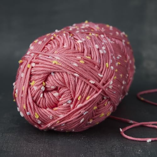 Loops & Threads Flecks Yarn - Yarn for Knitting, Crochet, Weaving, and Arts & Crafts - Pink, Acrylic Blend, 6.53 oz