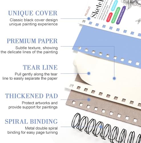 5.5×8.5In Sketch Book for Kids, 100gsm Spiral Sketchbook for Drawing, Blue | 90 Sheets Acid-Free Drawing Paper with Pencils, Tear-Out Pages, for Drawing & Sketching, idea for Back-to-School Gifts