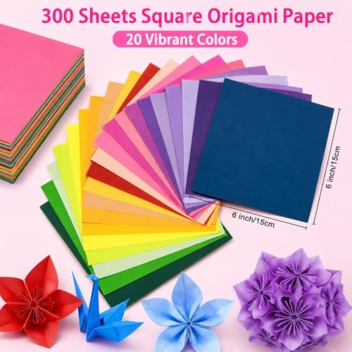 MAQIHAN 300 Sheets 6x6 Origami Paper - 20 Colors Double Sided Craft Paper