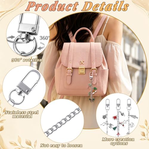 Wurosi 24 Sets Keychain Making Kit for Bag Charm with Package,Silver
