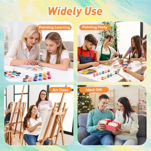 8 Pack Mini Acrylic Paint Set, 12 Colors Acrylic Paint Strips with 16 Brushes, Washable Paint for Kids & Adults Craft, 112 PCS Painting kit for Easter Eggs, Birthday, Party Favor, Classroom Art Gifts