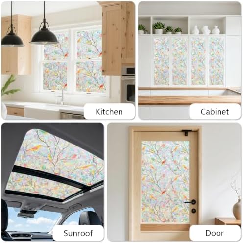 Kromapolis Window Privacy Film, Stained Glass Rainbow Bird, 29.5″ x 78.7″